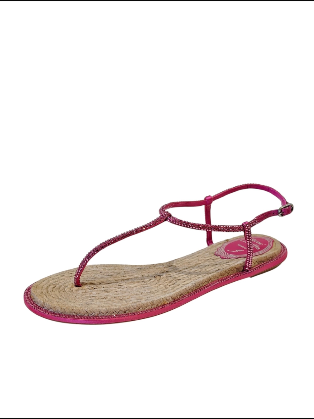 Rene Caovilla Pink T-Strap Crystal Sandal